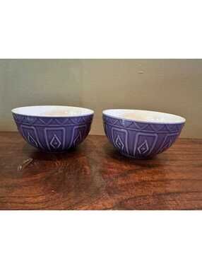 Trudeau Porcelain 4.5 Inch Purple Bowl Variety Set of 2